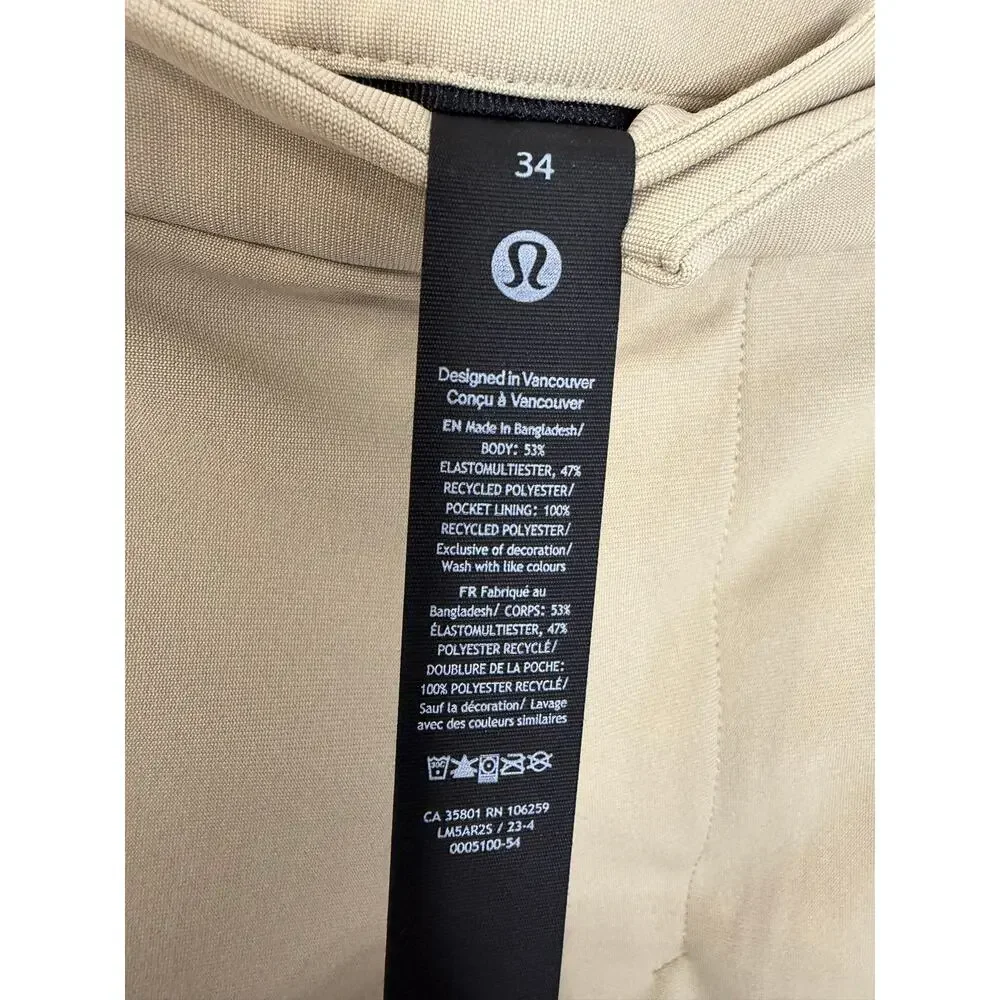 Lululemon ABC Classic-Fit Trouser Chino Pant  Warpstreme Trench Biege Mens 34x28